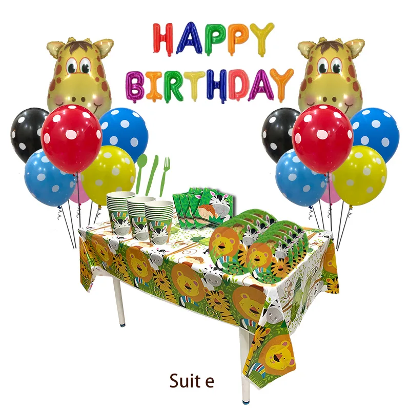 Декор с животными джунглей для вечеринки в честь Дня Рождения сафари зеленые