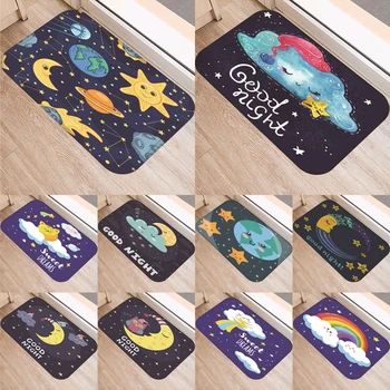 

1pcs 40*60cm Rainbow Moon Star Pattern Anti-Slip Suede Carpet Door Mat Doormat Outdoor Kitchen Living Room Floor Mat Rug 48297