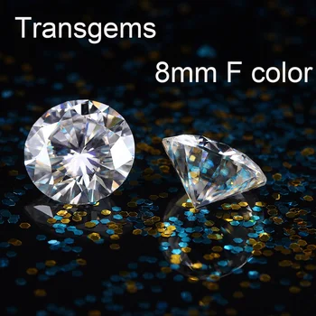 

TransGems 1 Piece 8mm 2carat F Colorless Round Moissanite Loose Stone