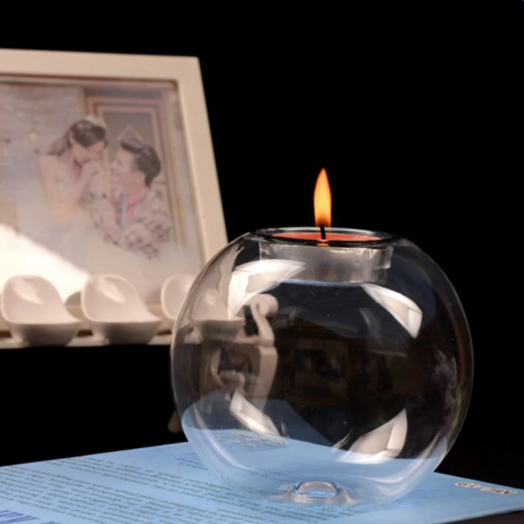8cm/10cm/12cm Crystal Spherical Ball Tea Light Candle Holder Candlestick for Home Wedding Decoration