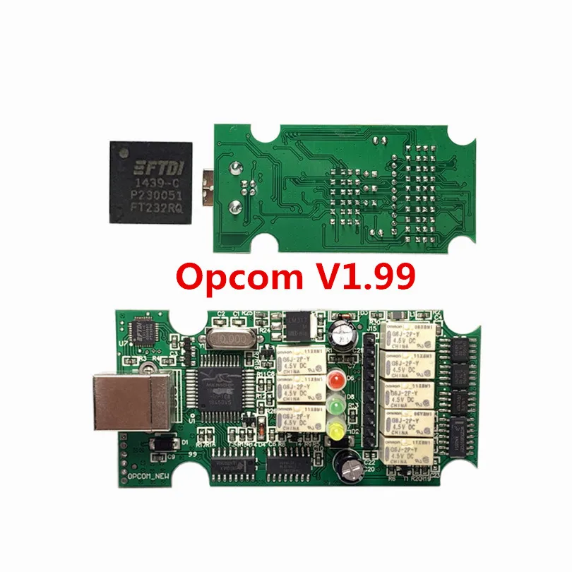 A+ качество OP-COM CAN-BUS V1.99 PIC18F458 чип FT232RL чип FTDI OPCOM диагностический сканер OP COM - Цвет: V1.99 Green Board
