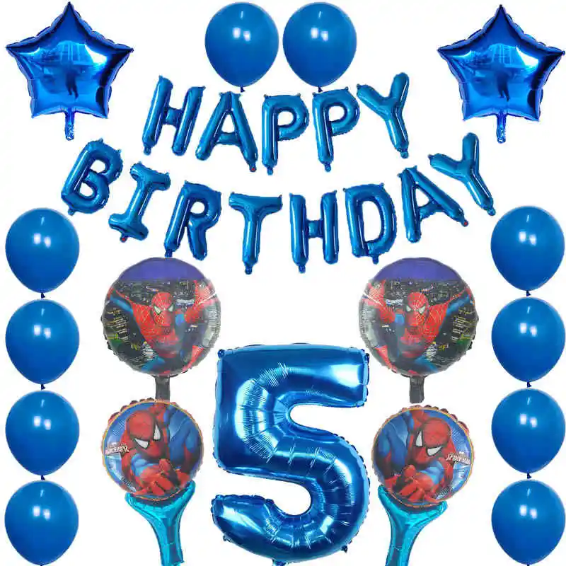 30 шт. воздушные шары из фольги Человека-паука 1, 2, 3, 4, 5, 6, 7, 8, 9st, украшения для дня рождения, 30 дюймов, красные, синие воздушные шарики, детские игрушки
