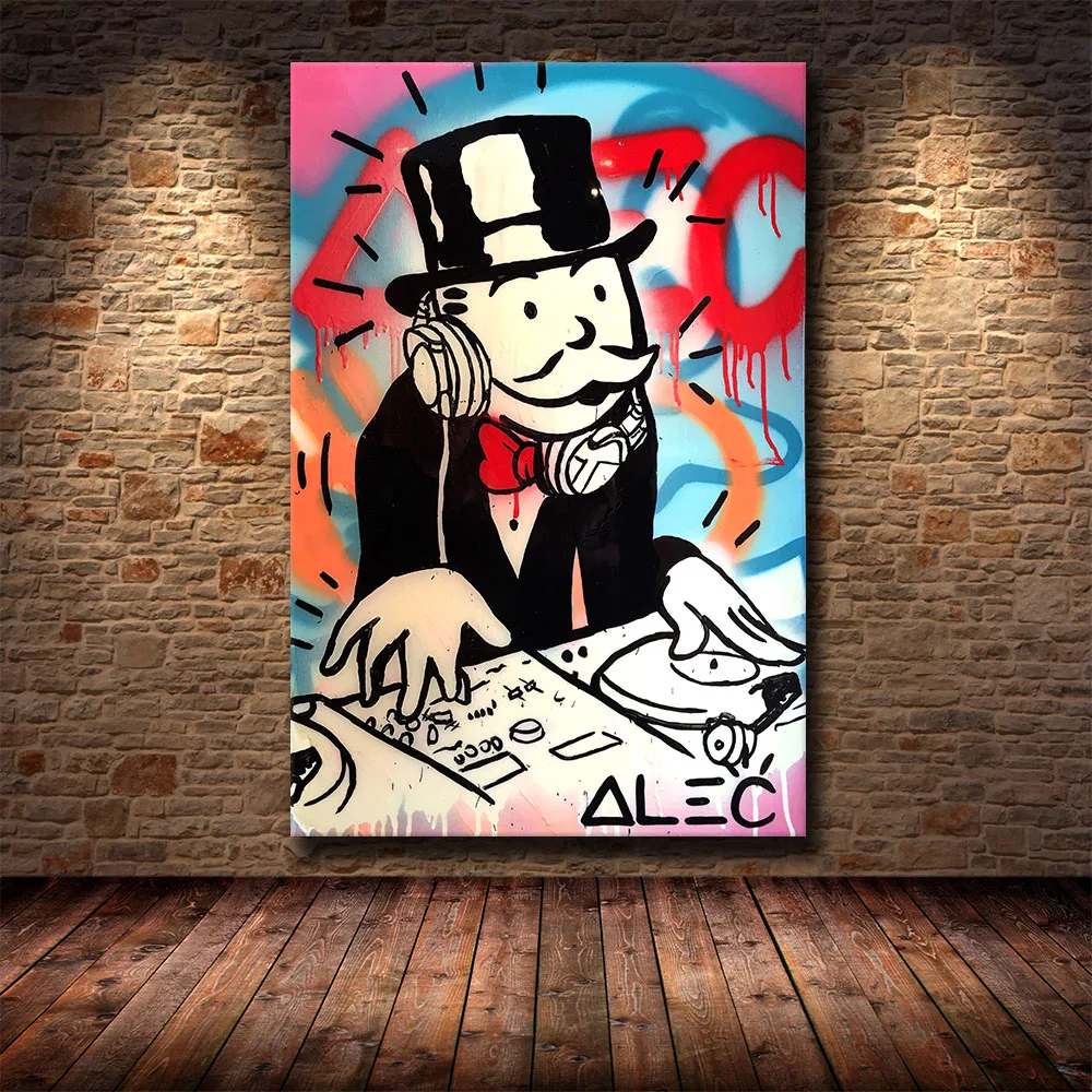 Alec монополярно Ричи скругленные доллары холст живопись плакаты граффити Печать на стене уличное искусство