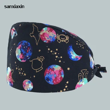 

2019 Surgical Caps Hospital Doctor Nurse Medical Hats Beauty salon Surgical Caps cat Printing nursing scrubs Hat Clinic pharmacy