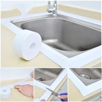 32mx38mm Bathroom Shower Sink Bath Sealing Strip Tape White PVC Self adhesive Waterproof Wall Sticker for Bathroom Kitchen