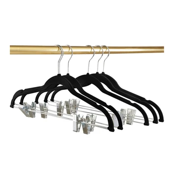 

20pcs ultra-thin heavy duty velvet hanger with clips for trousers