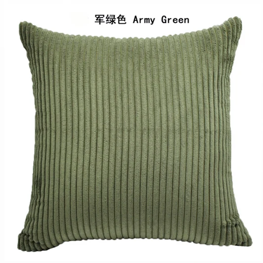 Stripe Army green Полоса мягкого вельвета на плюшевой подкладке; одноцветные Цвет подушка покрытие домашний декор диван кровать диванные подушки, Наволочки на заказ 40*40/45/50/55/60/65 см - Цвет: Stripe Army green