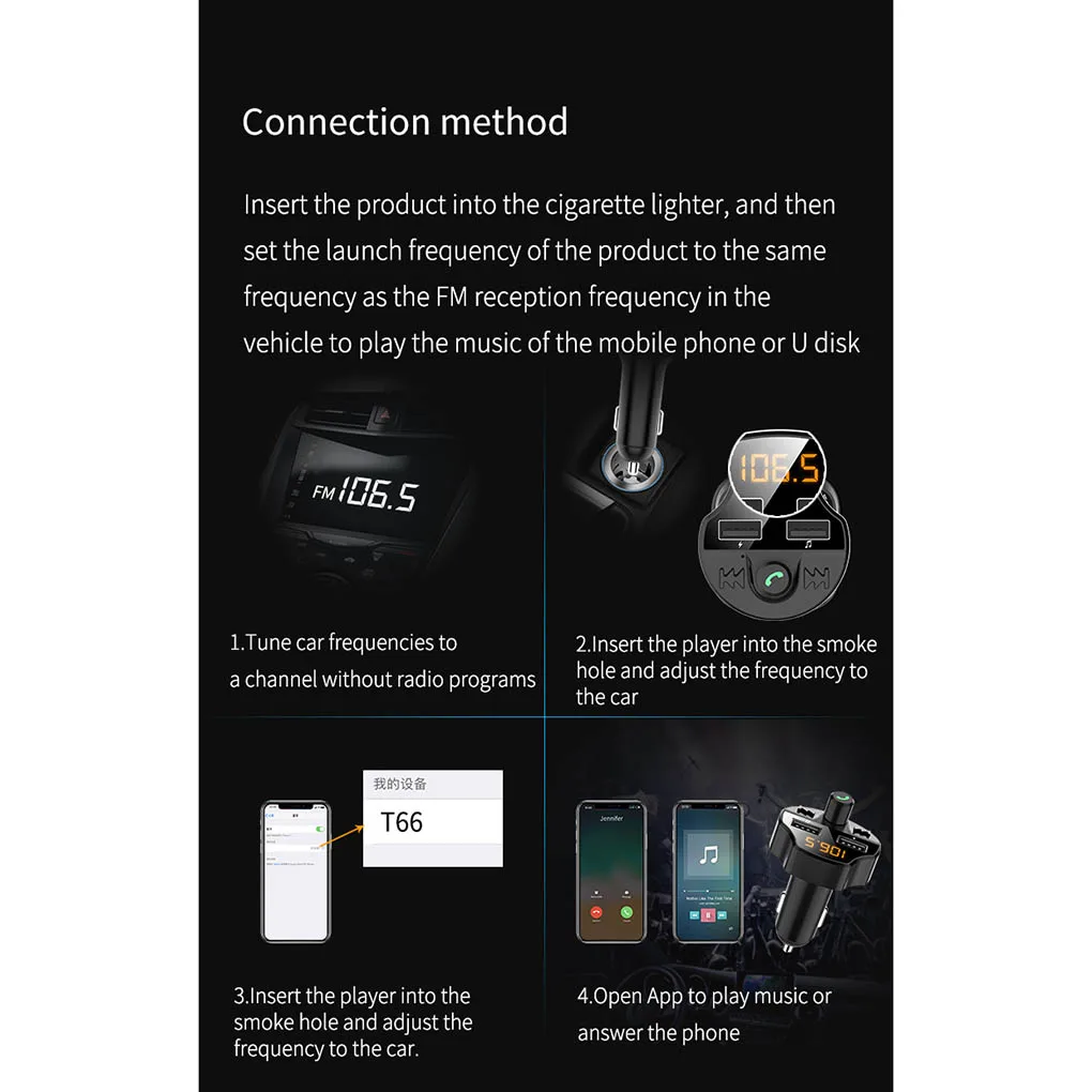 Автомобильный Bluetooth 5,0 MP3-плеер автомобильный fm-передатчик Hands-free 3.1A двойное USB быстрое зарядное устройство