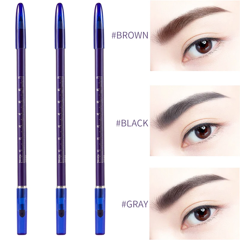 3pcs/lot Waterproof Microblading Eyebrow Pencil Natural Long Lasting Paint Black Brown Gray Permanent Eyebrow Pen Makeup Tools карандаш для бровей eveline eyebrow pencil тон medium brown