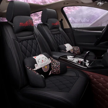 

Full Coverage PU Leather car seat cover flax fiber auto seats covers for Mitsubishi Group i miev colt lancer eclipse cross rvr