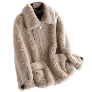 

Real Fur Coat Autumn Winter Wool Coat Women Clothes 2020 Korean Vintage Sheep Shearling Fur Woolen Jacket Casaco Feminino ZT2798
