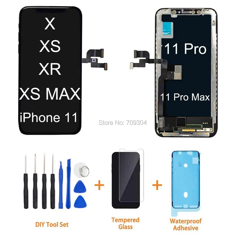 AAA для iPhone X lcd OLED XR XS MAX lcd OLED с 3D силой кодирующий преобразователь сенсорного экрана в сборе для iPhone 11 Pro MAX OLED дисплей