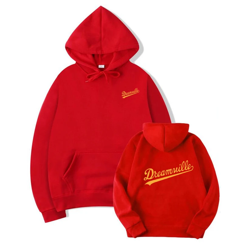 Толстовки с капюшоном Novos Homens хип-хоп DREAMVILLE J Cole Logotipo Com Capuz Carta Presa J Cole Com Capuz Inverno толстовки do Velo Dos