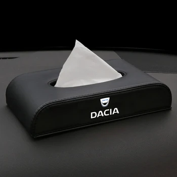 

1pcs Car Tissue Box Interior Accessories Tissue Boxes Black PU leather Creative design Car paper boxes FOR Dacia LOGO