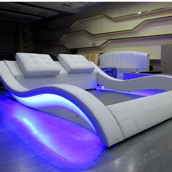 

Hot selling Bedroom furnitures modern style black grey white leather king size sofa bed tatami