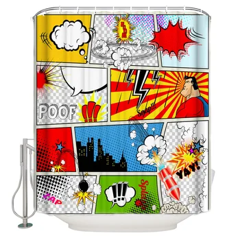 

Anime Superman Explosion Comics Shower Curtain Waterproof Bathroom Shower Curtain With Hook Accessory Bathroom Accessories