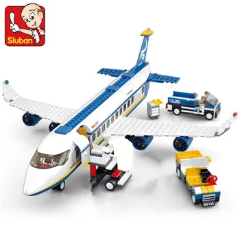 

Sluban City Air Plane Passenger Airport Airplane Building Blocks Sets Avion Technic DIY Bricks LegoINGLs Toys Gifts For Children