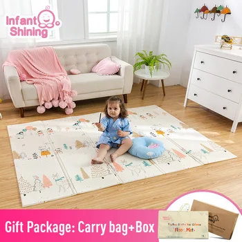 

Infant Shining Kids Play Mat Folding Puzzle Playmat Game Pad for Infants 200*150*1cm Foam Crawling Mat Pack and Play Mattress