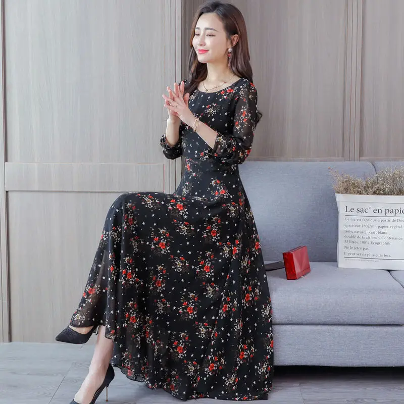 

[Large Hem] 2019 New Style Bohemian Digital Printing Big Hemline Dress Floral Base Long Skirts Women's