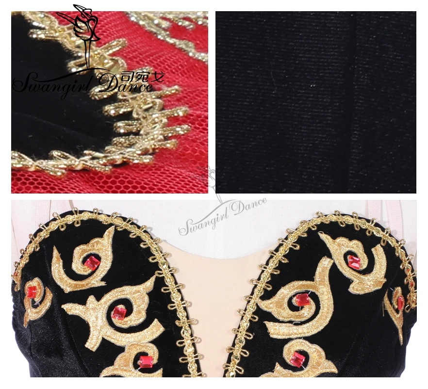 black red don quixote ballet costumes women paquita professional ballet stage tutu costume pancake platter tutu BT9292