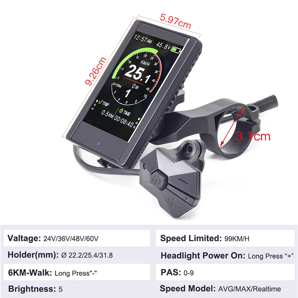 Ebike дисплей для Bafang BBS01B BBS02B BBSHD Mid Motor 850C 800S цветной/черный экран Дисплей