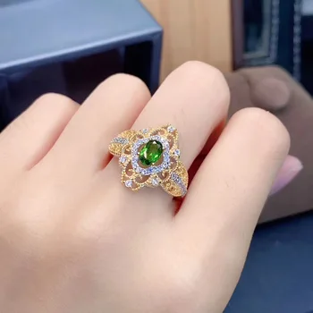 

Diopside ring Natural And Real Diopside Ring Wedding Engagement Rings for Women 925 sterling silver Ring