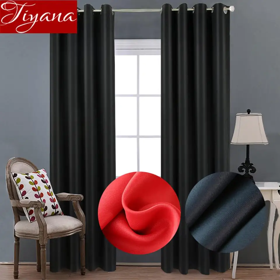 Modern Blackout Curtains For Living Room Red Curtains For Window Bedroom Treatment Solid Drape Black Tulle Sheer Fabric T09230 Curtains AliExpress