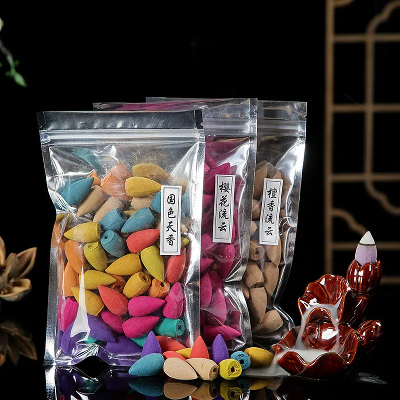 50Pcs/Bag Natural Buddha Backflow Incense Cones Indoor Jasmine Sandalwood Tower Aromatherapy Fragrant For Teahouse | Дом и сад