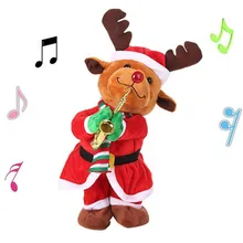 

2022 Christmas Saxophone Plush Toy Electric Christmas Musical Doll Electric Christmas Plush Doll Singing Dancing Christmas Gift