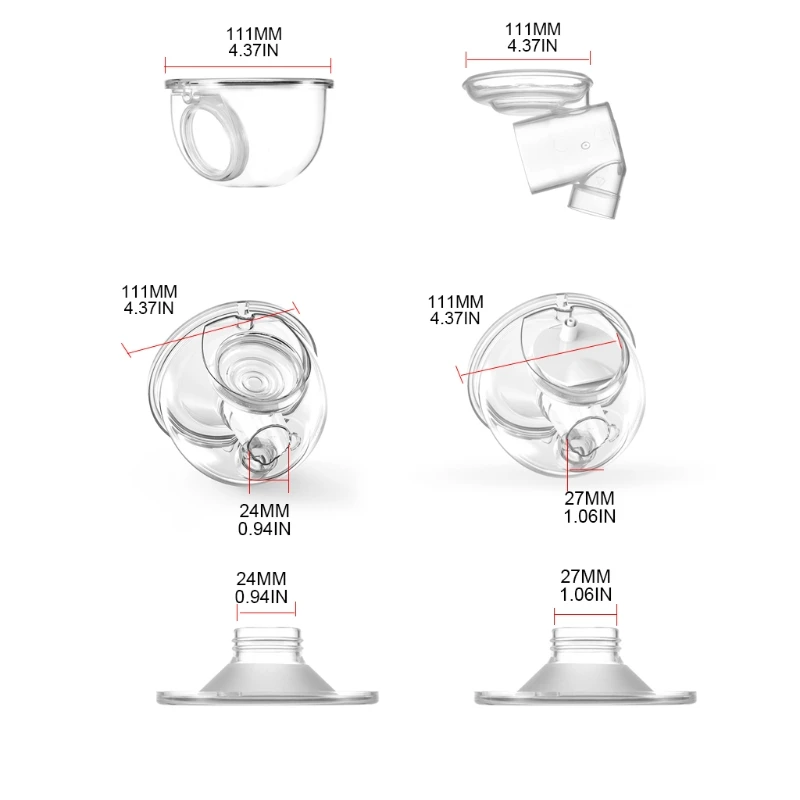 Wearable Breast Pump Accessories Silicone Horn Diaphragm Milk Collector Nursing Cup Tee Joint Electric Breastpump Replacement P Breast Pump Accessories