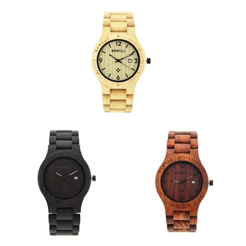 

Natural Wooden Watches For Men W/ Calendar Quartz Lightweight Wrist Watches