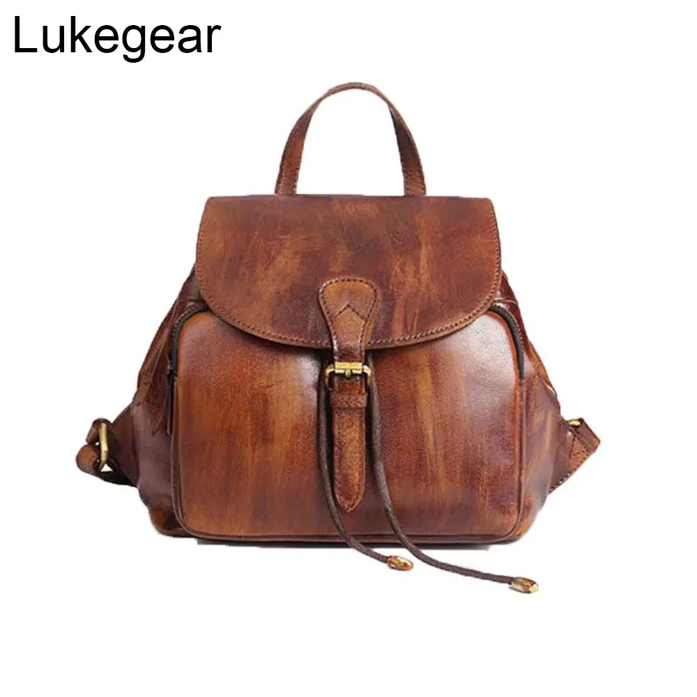 Lukegear Lederen Backbags Vrouwen Retro Handtas Rugzak Vintage Mini Tassen Schooltassen Lukegear Lederen Backbags Vrouwen Retro Handtas Rugzak Vintage Mini Tassen Schooltassen