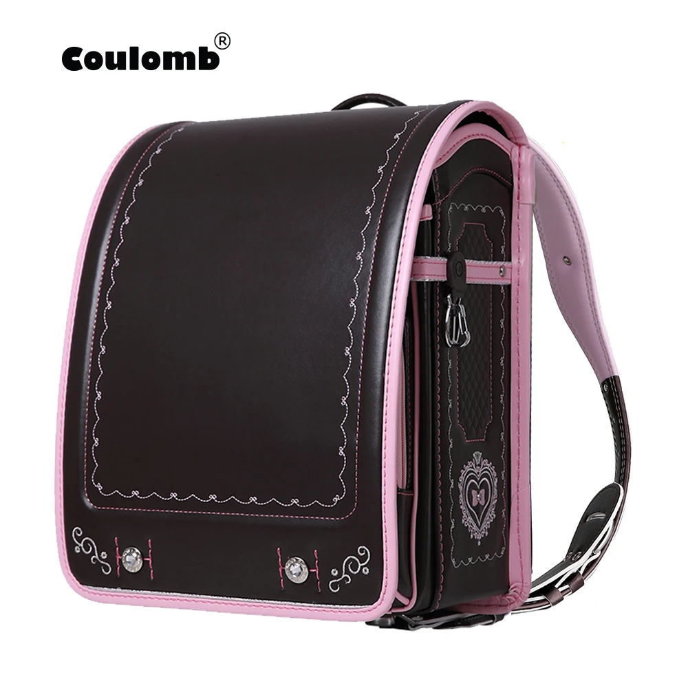 

Coulomb Children School Bag For Boy And Girl Backpack PU Hasp Japan Randoseru Bag Kids Orthopedic Bookbags Mochila Escolar New