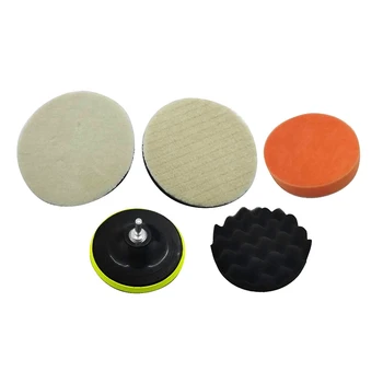 

6Pcs 5 Inch Flat Wave Polished Sponge Wool Wheel Car Beauty Waxing Sponge Ball Kit