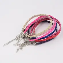 100 шт. 20+ 5 cm Смешанные DIY ювелирные изделия браслет Искусственная кожа Плетеный плоский браслет изогнутый браслет с застёжкой "Лобстер" аксессуары