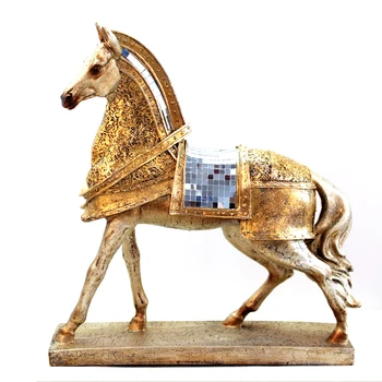 

European Golden Amour Horse Statue Creative Resin Animal Sculpture Ornament Room Desktop Decoration Home Decoration Accessories