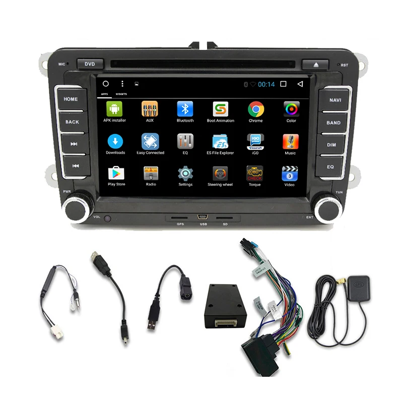 Flash Deal Android 9.1 2 Din Car Multimedia DVD Player Auto Radio 2+16 USB SD GPS for VW Golf Tiguan Skoda Fabia Rapid Seat Leon Skoda  47 5