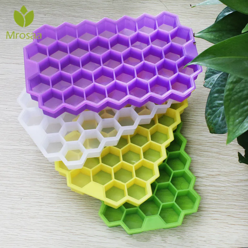 

BPA Free Honeycomb Ice Cube Tray 37 Cubes Silicone Ice Cube Maker Mold With Lids For Ice Cream Party Whiskey Cocktail Drinks