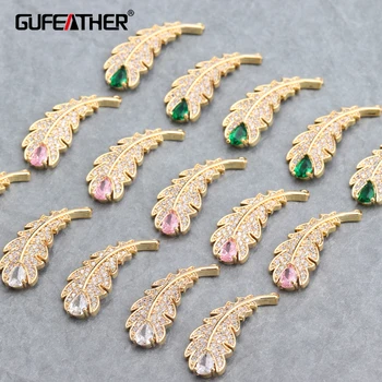 

GUFEATHER M680,jewelry accessories,18k gold plated,0.3 microns,zircon pendants,copper metal,diy earrings,jewelry making,6pcs/lot