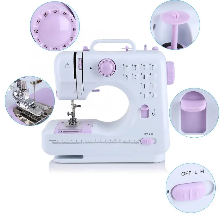 Швейные машины 220 В DIY 12 стежков многофункциональная электрическая швейная