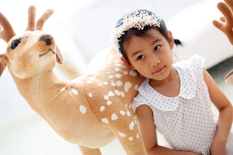 simulation sika deer doll plush toy big elk doll cute realistic animals child birthday gift wedding Christmas decoration 75cm DY50830 (2)
