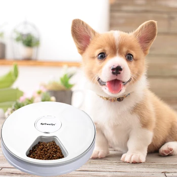 

Automatic Dog Pet Timing Feeder LCD 6 Grids Dry Wet Food Dispenser With Voice Remind Food Compartments For Dog Cat Small Animals