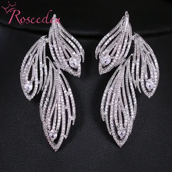 

European style Cubic Zirconia Bridal Earring Jewelry Fashion Silver Color CZ Stud Drop Earrings For Women Wedding RE3848