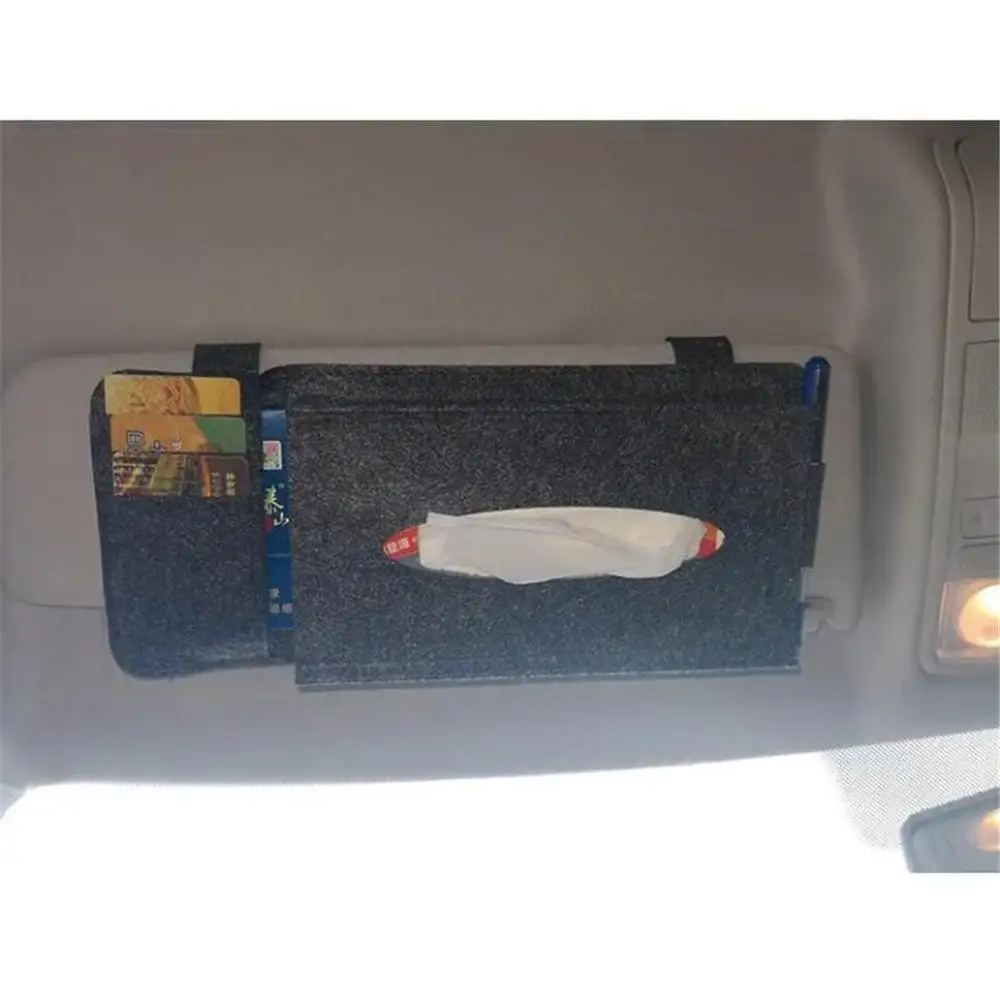 

Car Storage Tissue Box Napkin Holder Car Visor Organizer Tissue Paper Towel Hanging Bag Auto Card Organizer Pocket Pen Holder