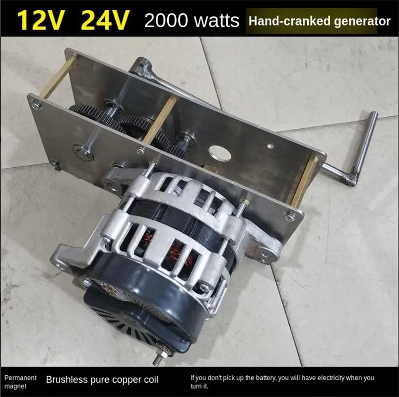 

Ручной Кривошип-генератор 12v2000W, аккумулятор для автомобиля, Аварийная зарядка, высокая мощность 14V24V28V вольт