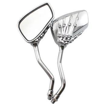 

Chrome Motorcycle Skeleton Skull Hand Claw Shadow Rearview Side Mirrors 8mm 10mm Universal Fit For Harley Honda Suzuki Kawasaki