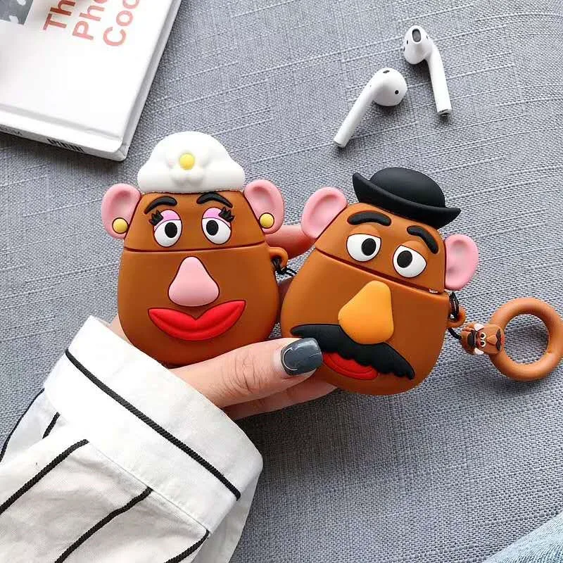 

3D Mrs Mr.Potato Head Cute Cartoon Silicone Earphone Case For Apple Airpods 1 2 Protection Headphone Cover Accessories