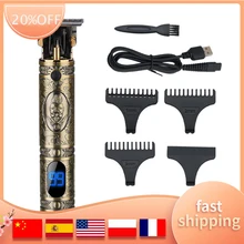 

Professional Mens Hair Clippers Zero Gapped Cordless Hair Trimmer Professional Haircut For Men Rechargeable LCD Display
