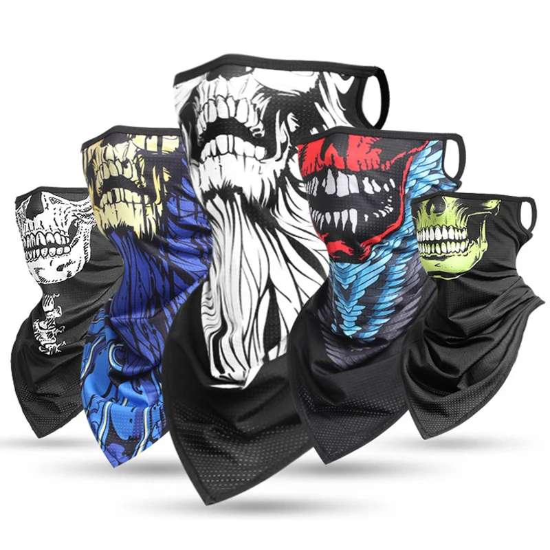 

Breathable Cycling Skull Face Bandana Ear Loops Motorcycle Face Mask Ski Fishing Neck Warm Gaiter Cover Men Balaclava With Ears