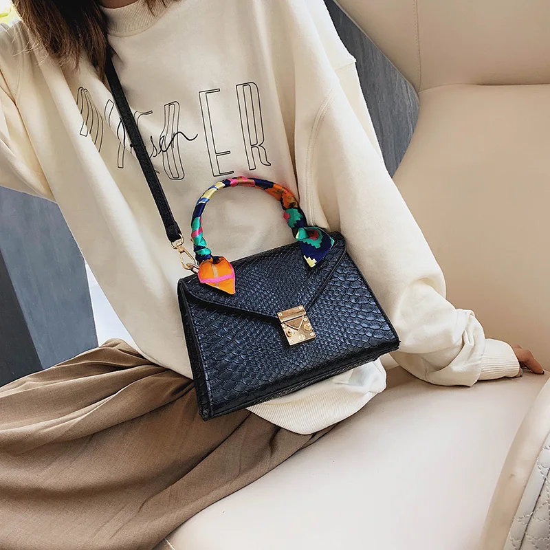 Модная дизайнерская Высококачественная разноцветная сумка на плечо из змеиной кожи, сумка-мессенджер, сумка для женщин